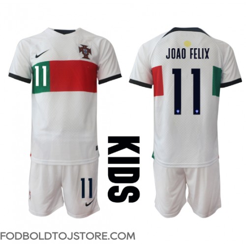 Portugal Joao Felix #11 Udebanesæt Børn VM 2022 Kortærmet (+ Korte bukser)